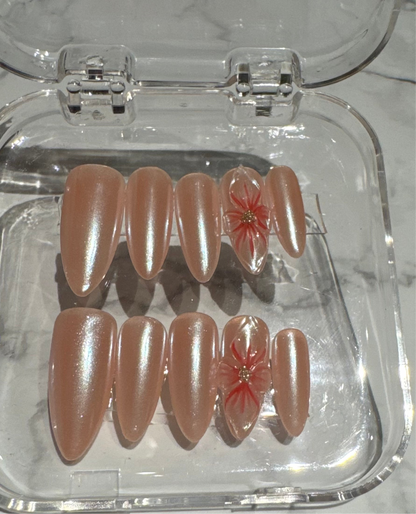 løsnegler i gor kvalitet shimmer 3 d blomst i almond medium