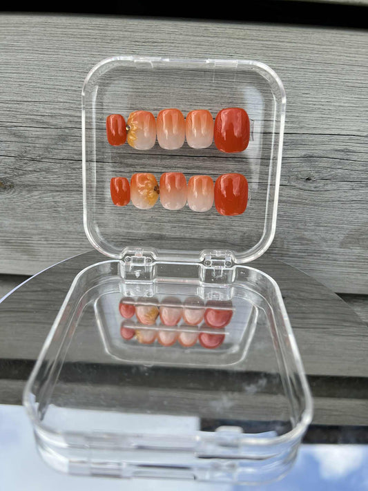 ombre orange sunflowe press-on nails